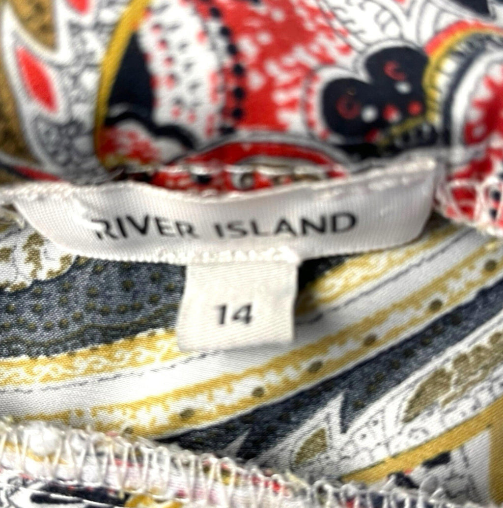 River Island Multicolour Satin Top Paisley Off Shoulder Women’s UK Size 14
