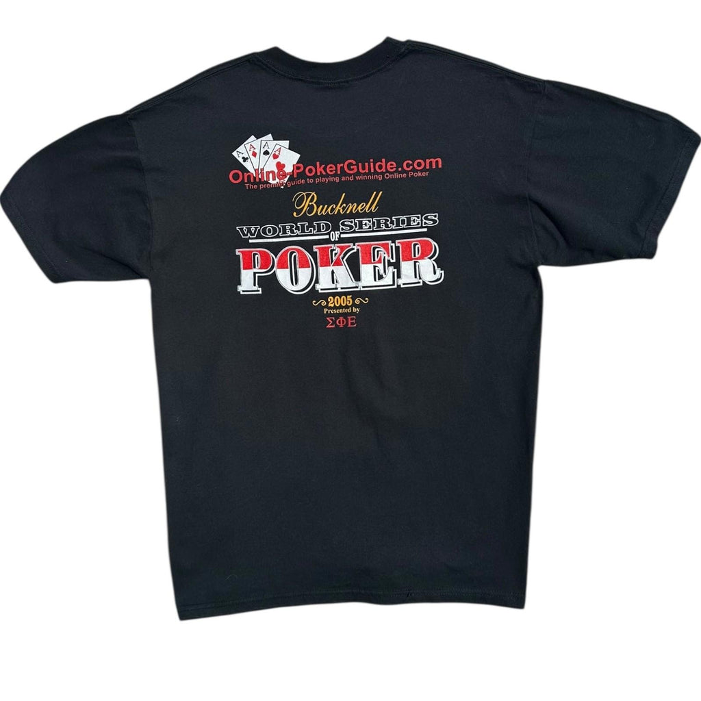 Bucknell Poker T-Shirt Men's UK Size L Black Graphic Print 2005 Short Sleeve