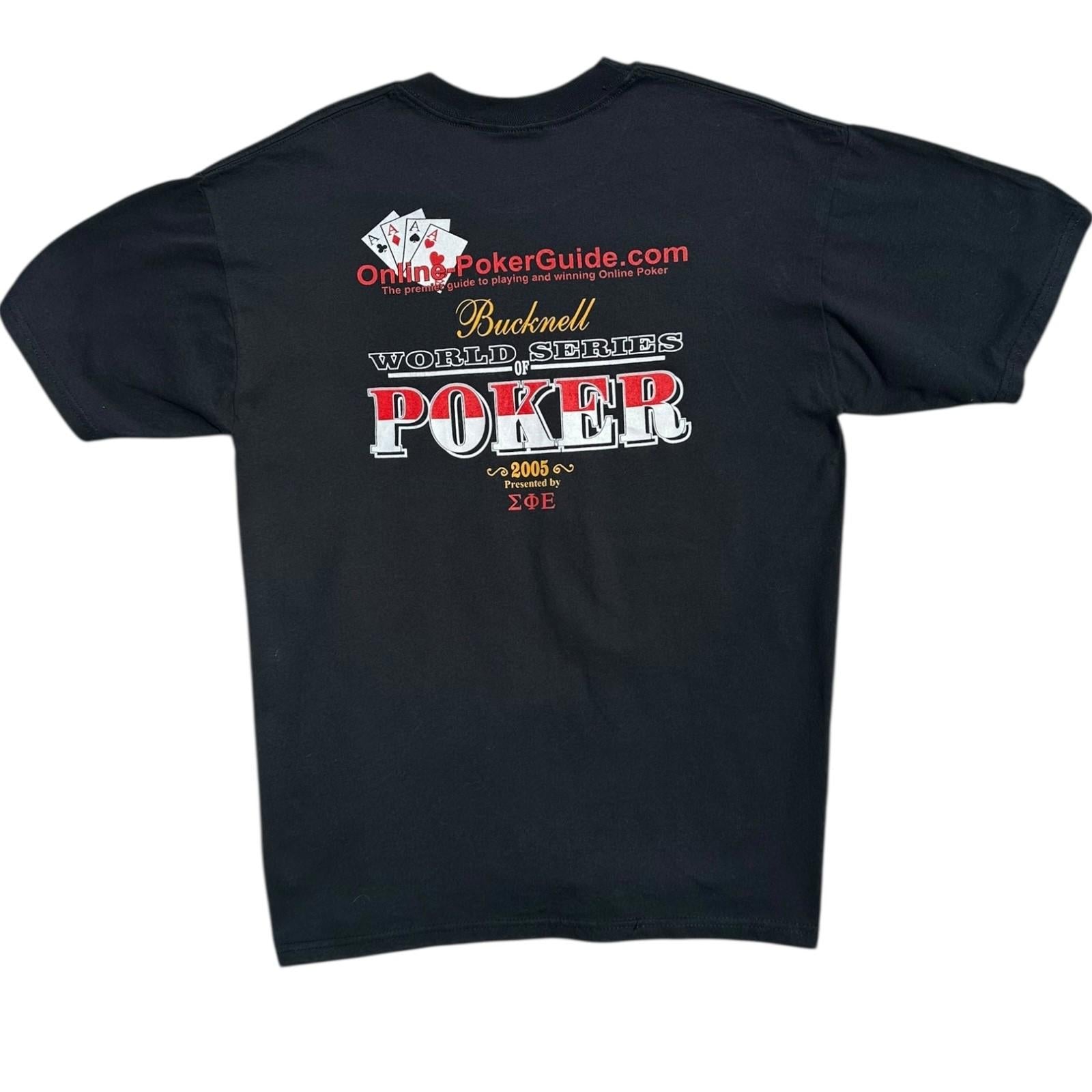 Bucknell Poker T-Shirt Men's UK Size L Black Graphic Print 2005 Short Sleeve