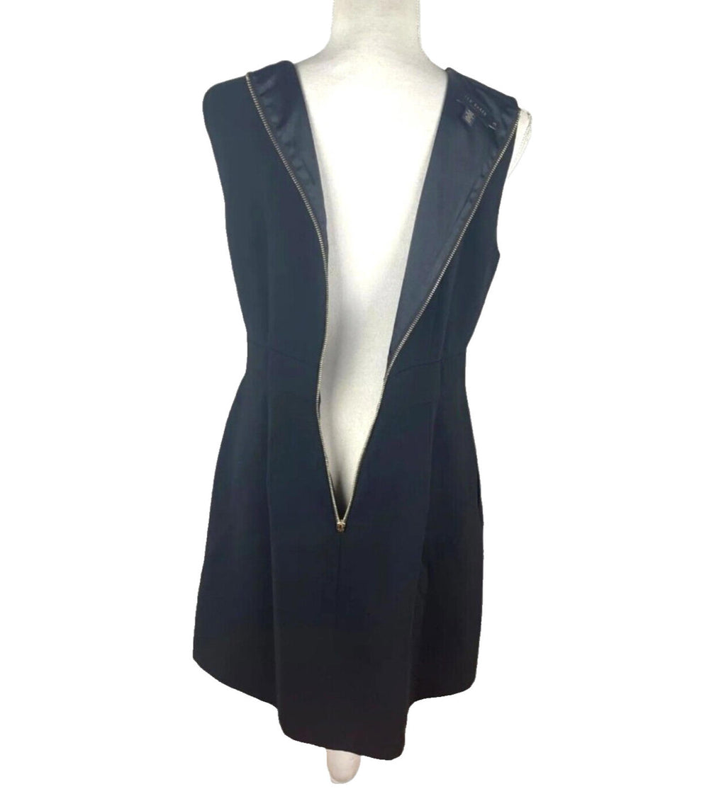 Ted Baker Midi Dress Size 3 Ruched Panel Black A-line Women's UK Size 12