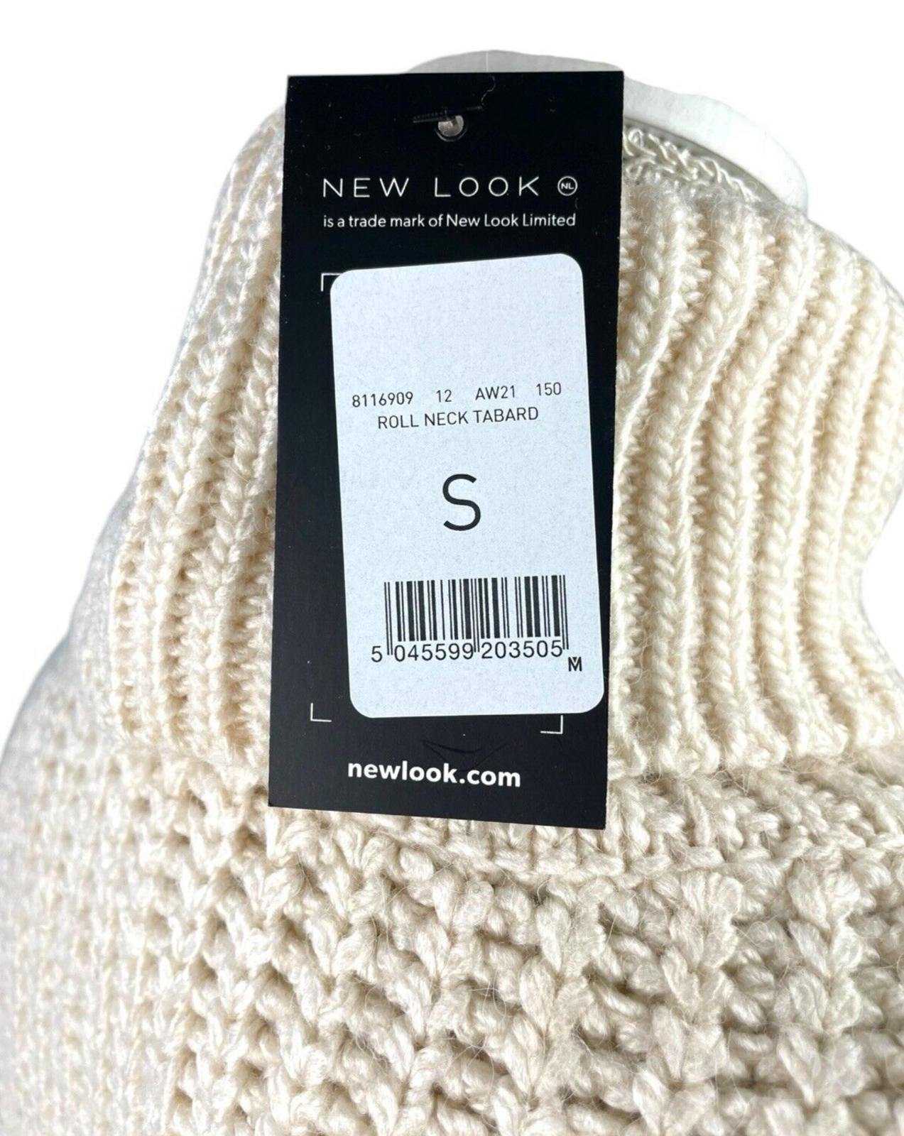New Look Knit Vest Tapard Jumper Beige Roll Neck Women’s UK Size S