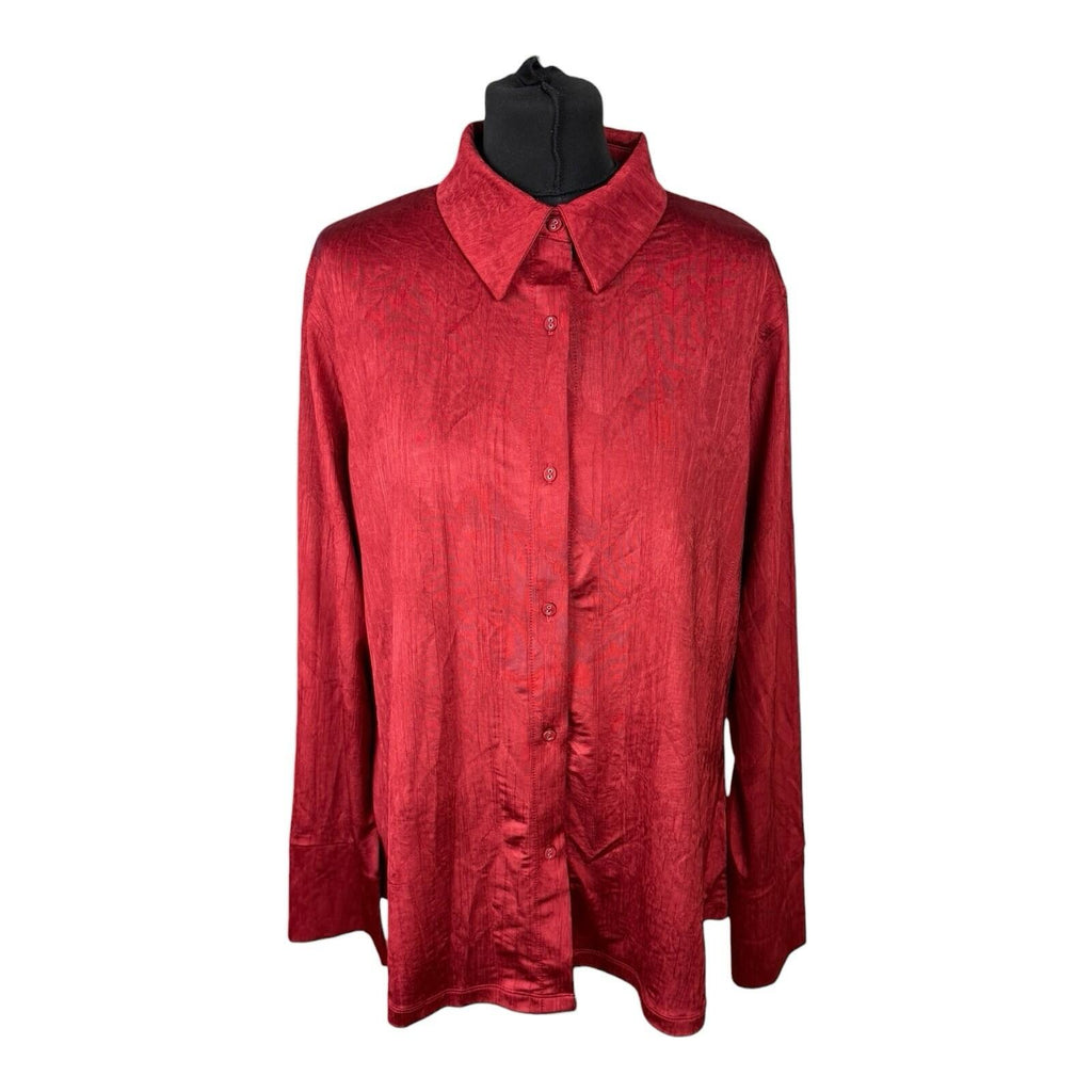 Next Satin Shirt Blouse Women’s UK Size 20 Long Sleeve Collared Red