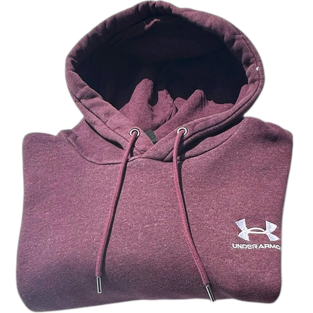 Under Armour Hoodie Men's UK Size S Bugundy Red Long Sleeve Pocket 100% Cotton