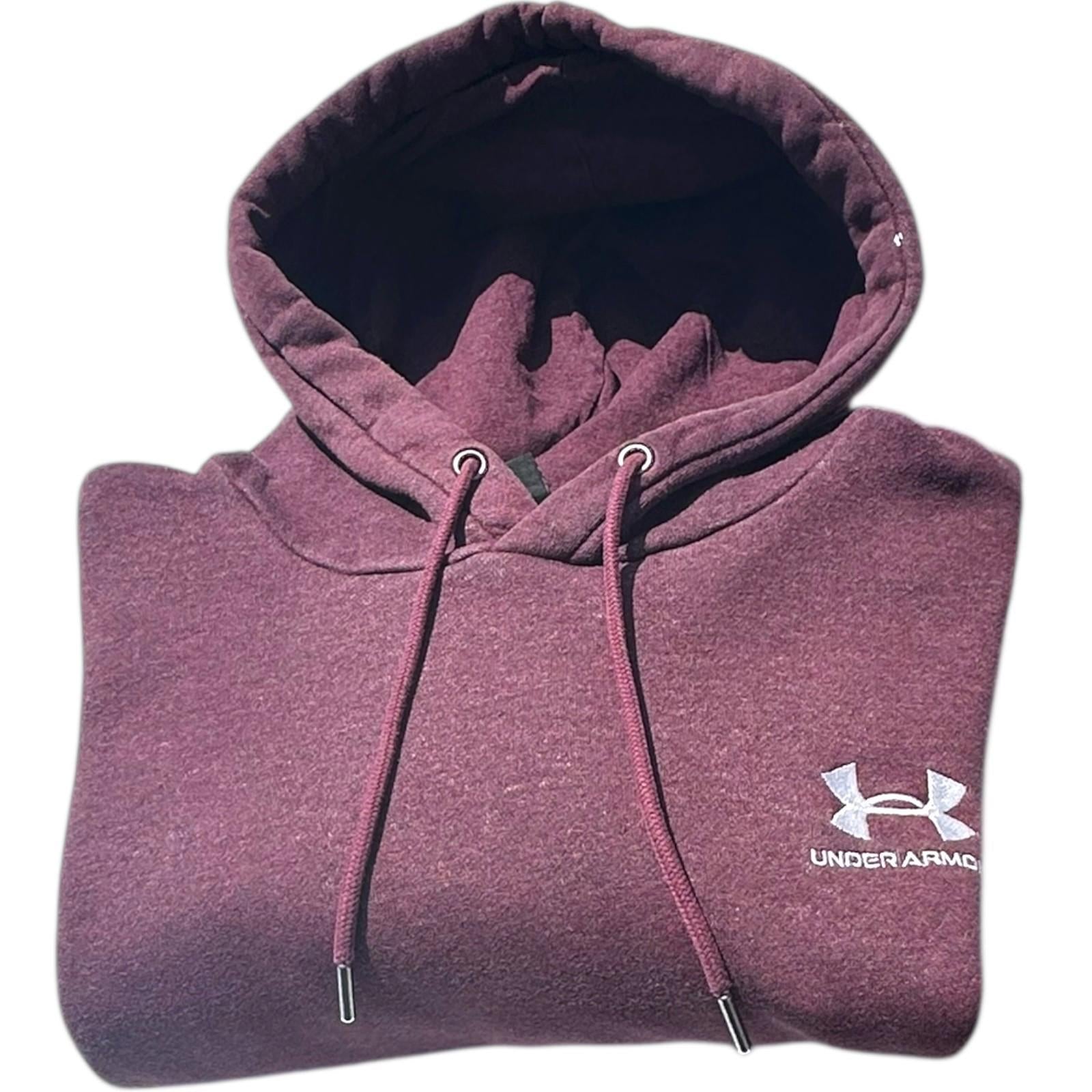 Under Armour Hoodie Men's UK Size S Bugundy Red Long Sleeve Pocket 100% Cotton