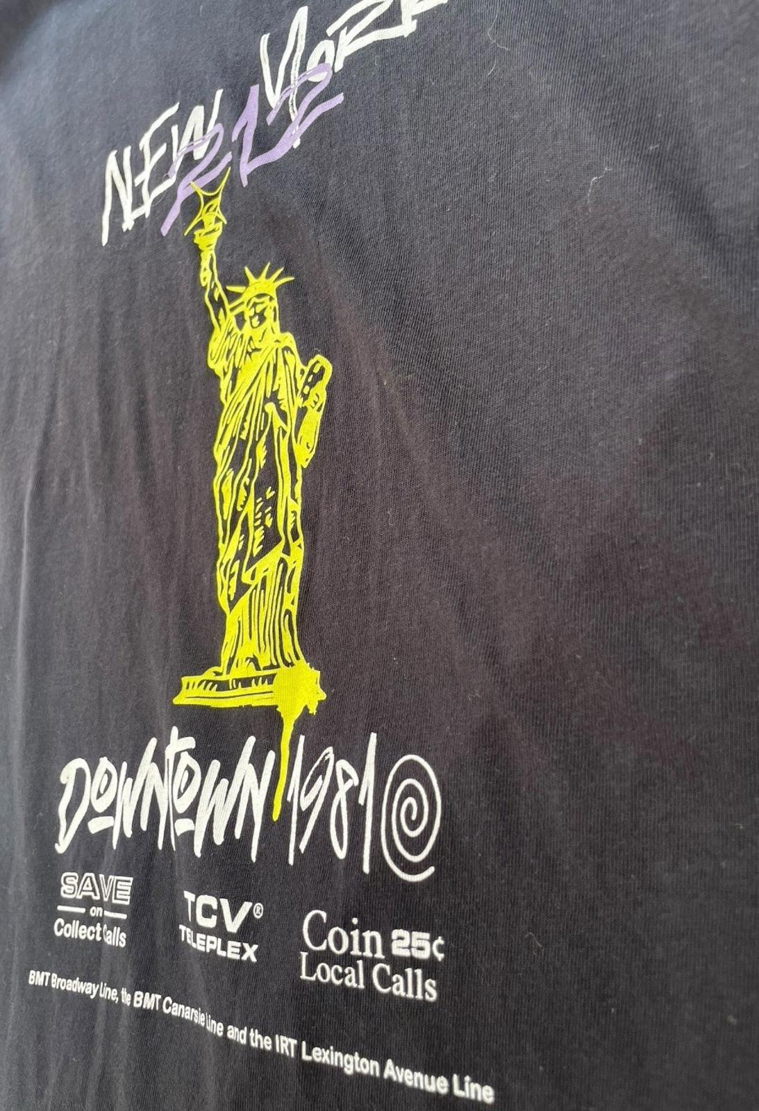 New York 212 Downtown 1981 T-Shirt Men’s UK 2XL Black Crew Neck Graphic Print