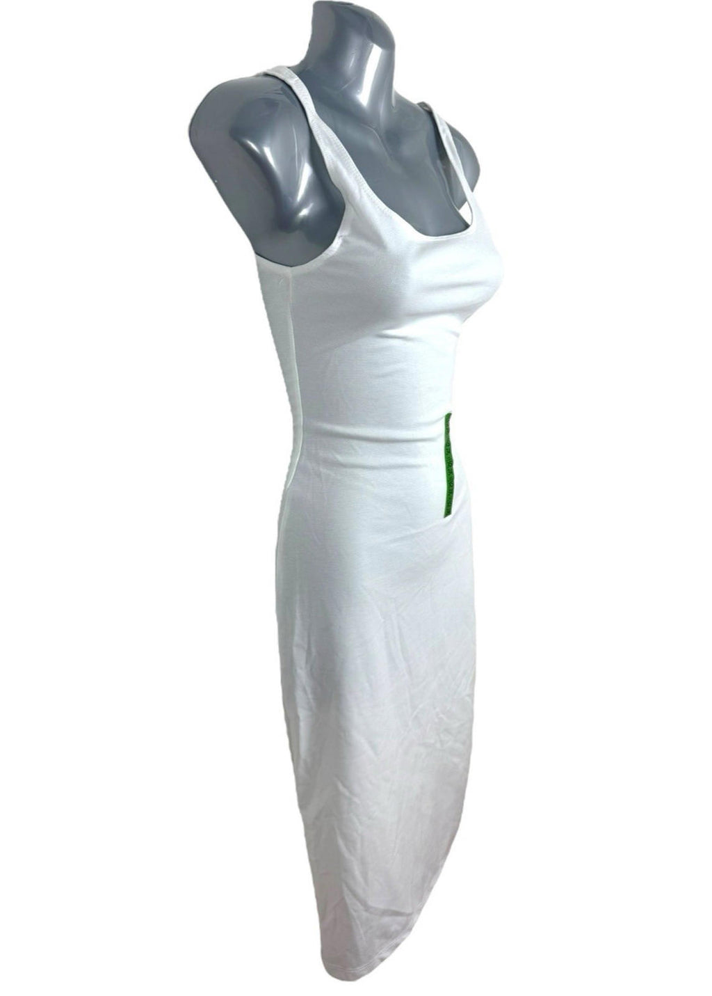 Pull&Bear White Bodycon Dress Midi Stretch Minimal Women’s UK Size XS