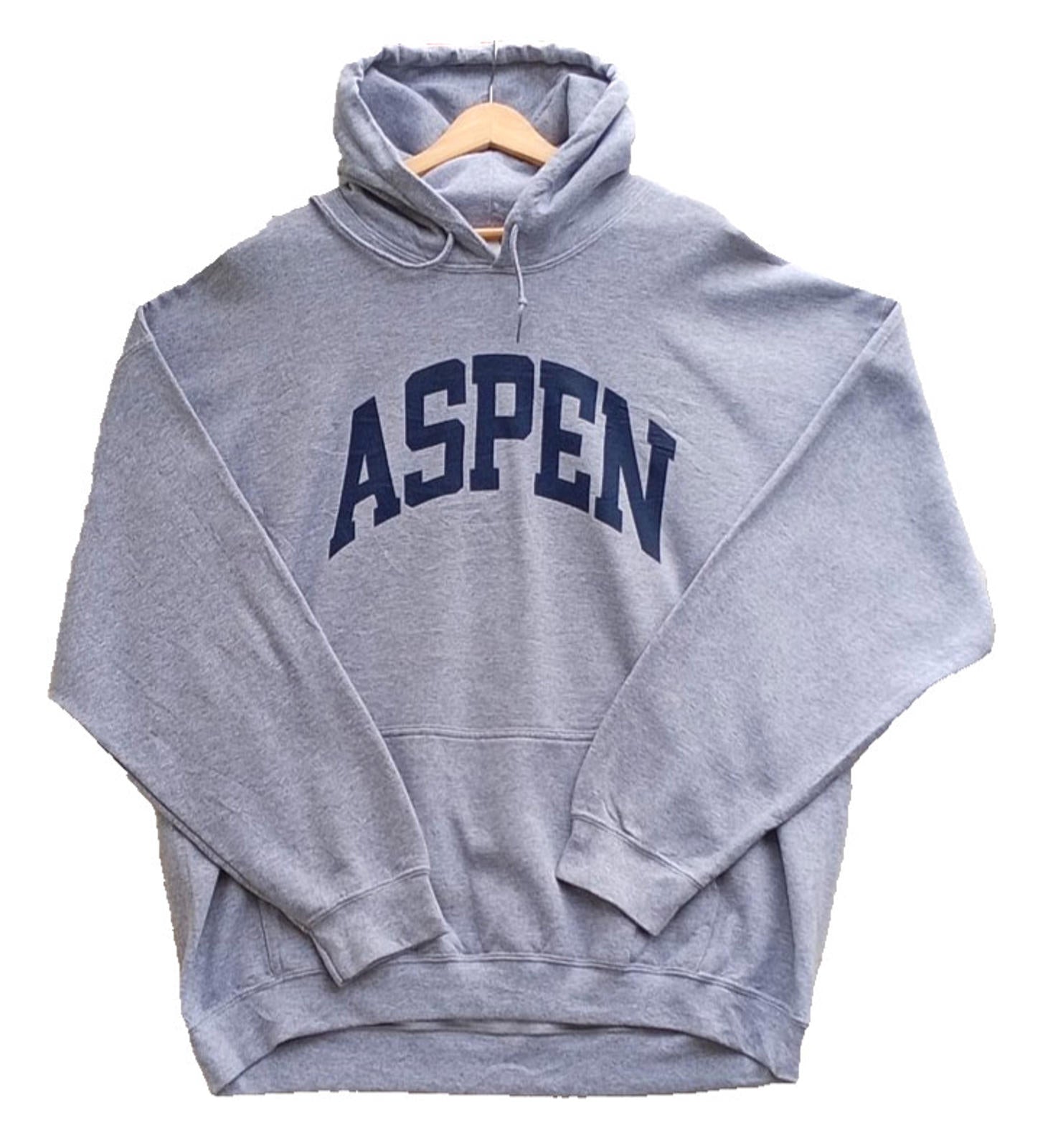 Aspen Colorado Hoodie Men's UK Size XXL Grey Jersey Hooded Pockets Poly/Cotton