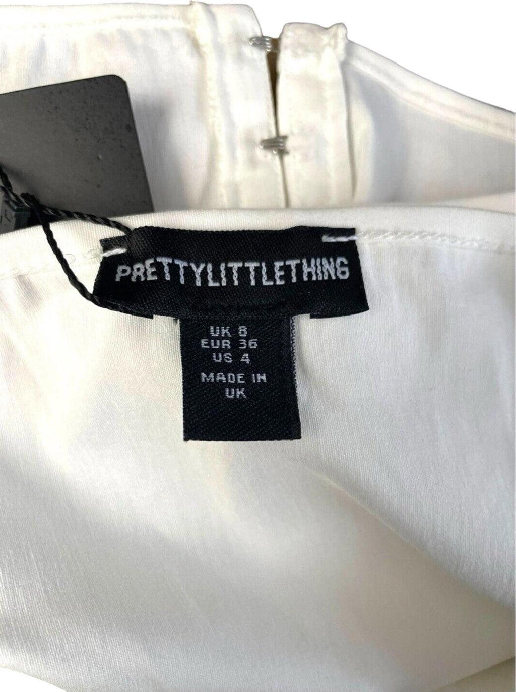 Pretty Little Thing White Vest Top Hook & Loop Front Women’s UK Size 8 Stretch