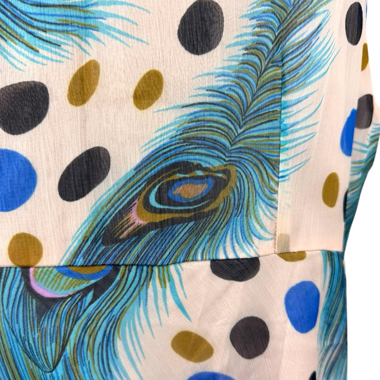 Marksharn Chiffon Party Dress Women’s UK Size 3XL Peacock Design Multicolour