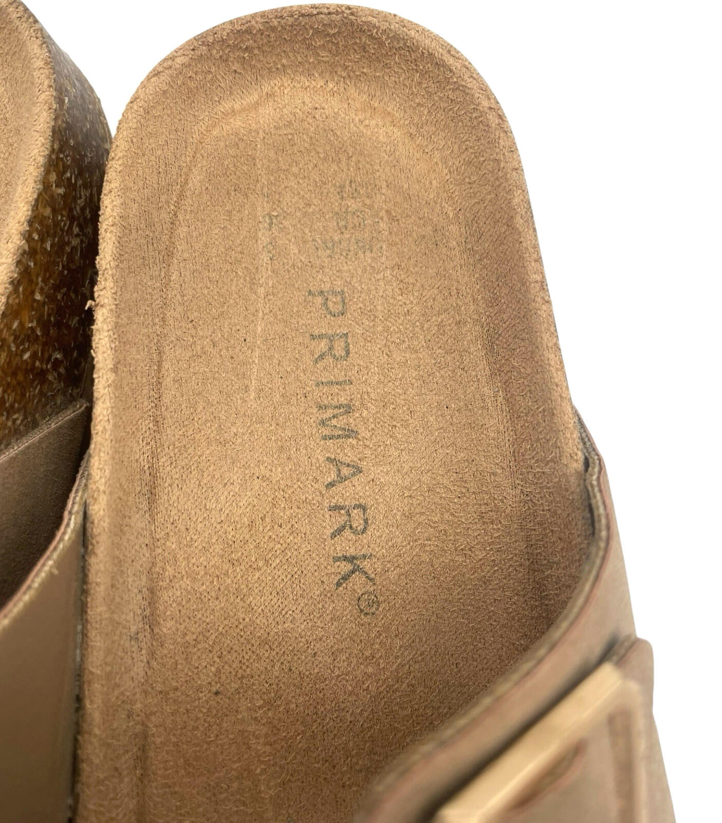 Primark Faux Leather Slider Sandals Women's UK Size 3 Open Toe Gold Buckle