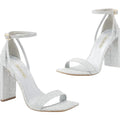 Dream Pairs Silver Sparkle Block Heel Shoes square Toe Women’s UK Size 8