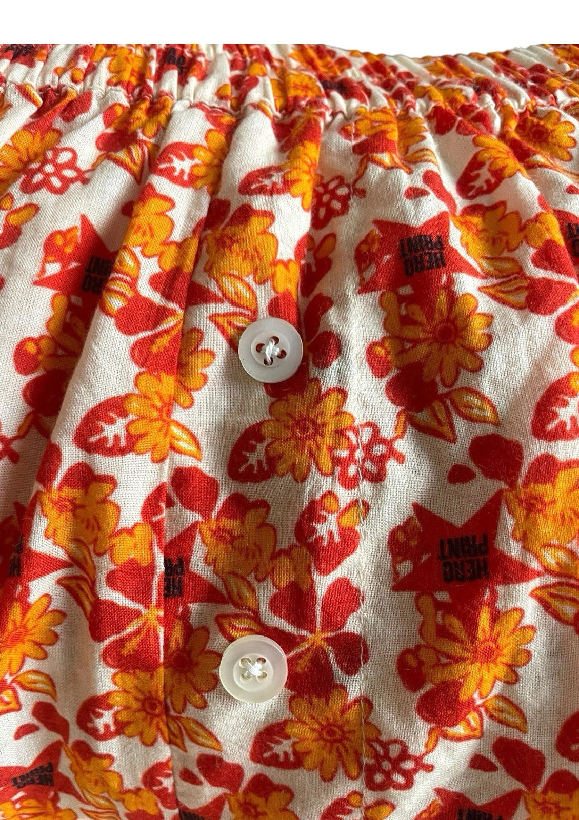 Bright Orange Floral Shorts High Waist Women’s UK Size S