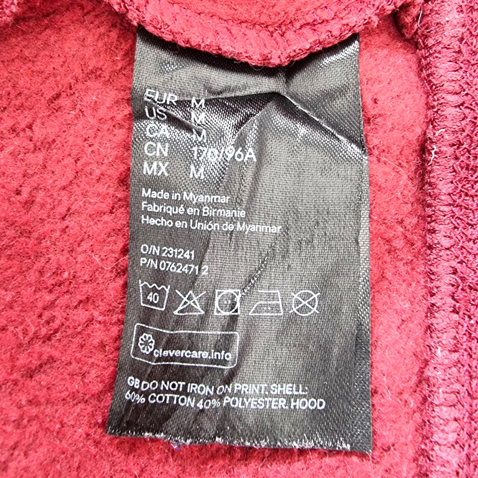 H&M Harvard Hoodie University Men's UK Size M Red Jersey Hooded Pockets Sports