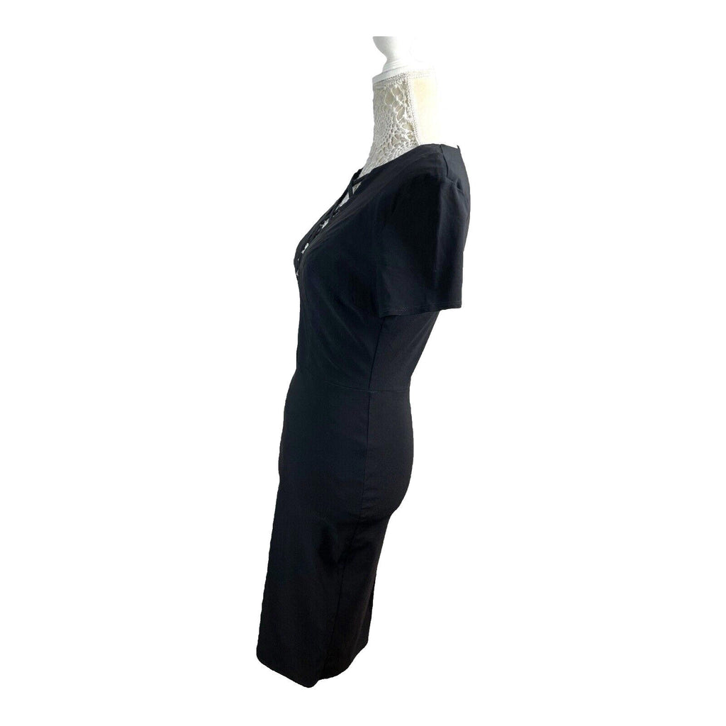 Amy Childs Midi Dress Black Fitted Stretch Women’s UK Size 12