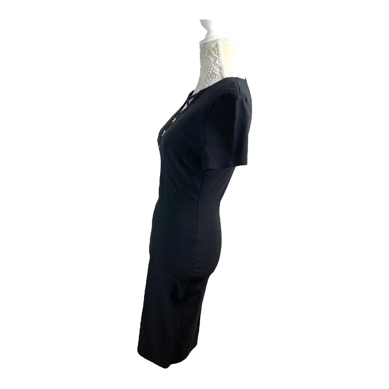 Amy Childs Midi Dress Black Fitted Stretch Women’s UK Size 12