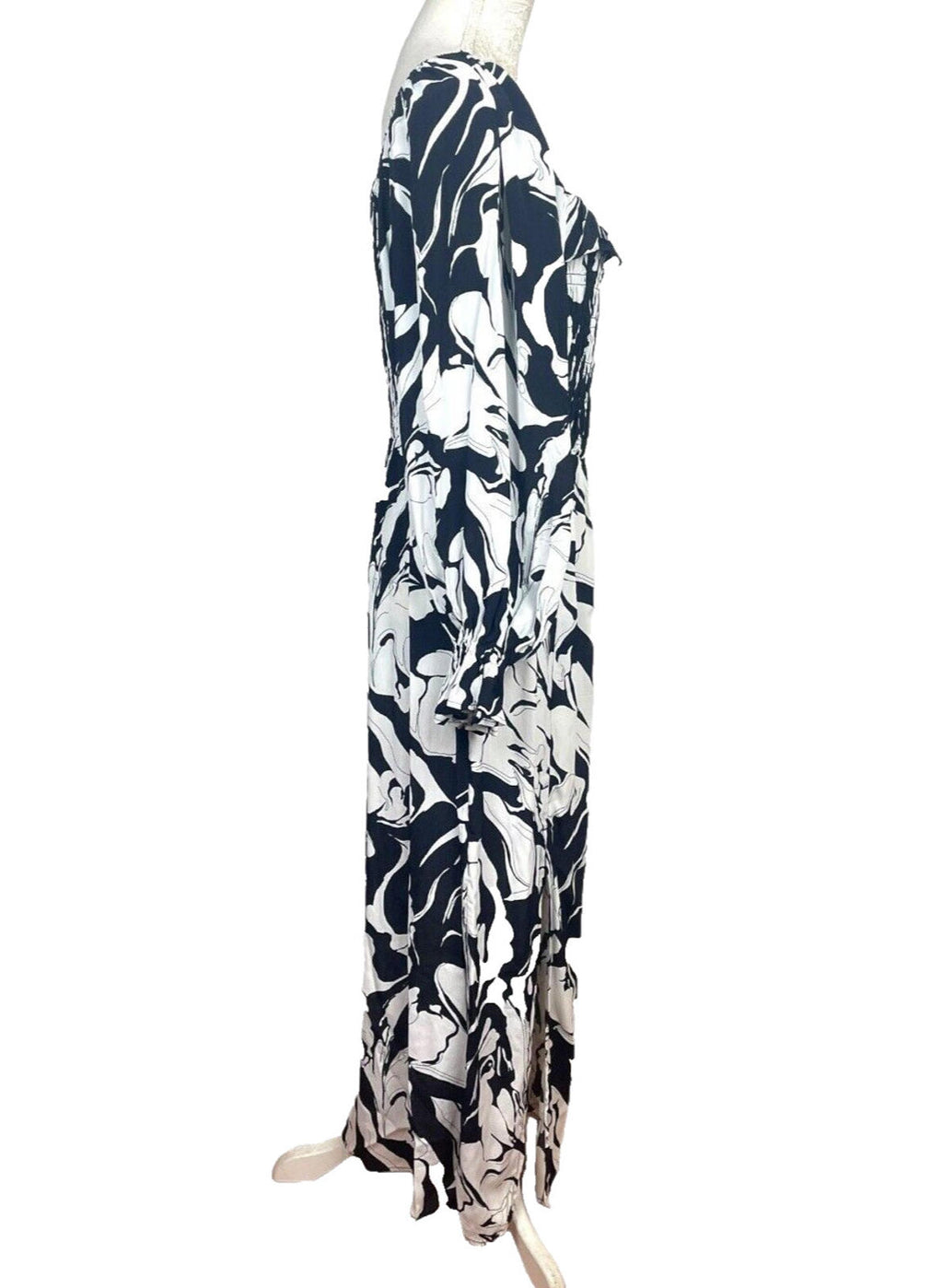 River Island Dress Black & White Bardot With Side Split Women's UK Size 14
