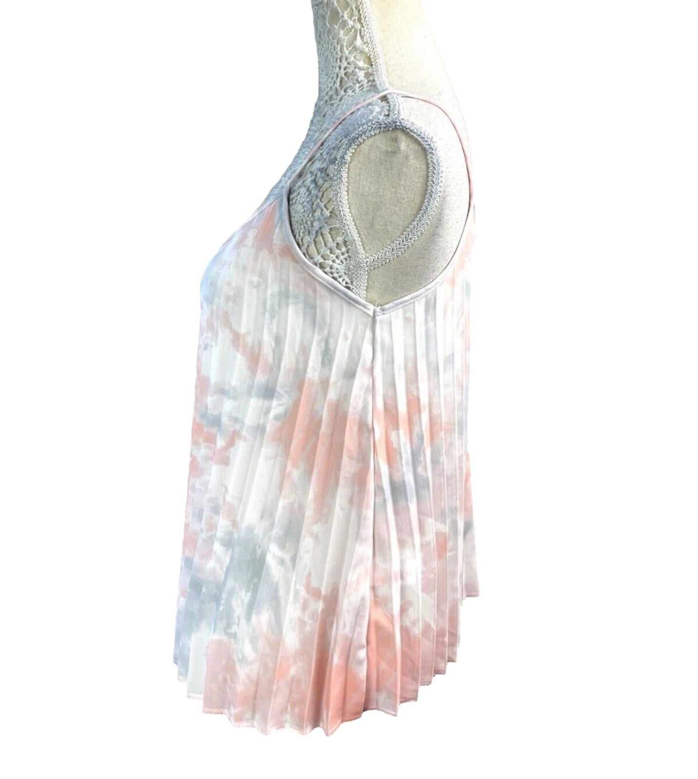 New Look Pleated Tie-Dye Camisole Top Women’s UK Size 12 White Pastel Chiffon