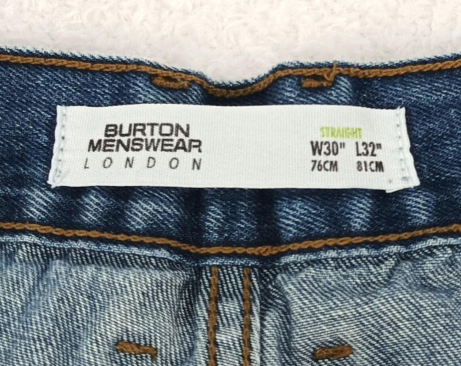 Burton Jeans Men's UK Size W30 L32 Blue Denim 5 Pocket Straight 100% Cotton