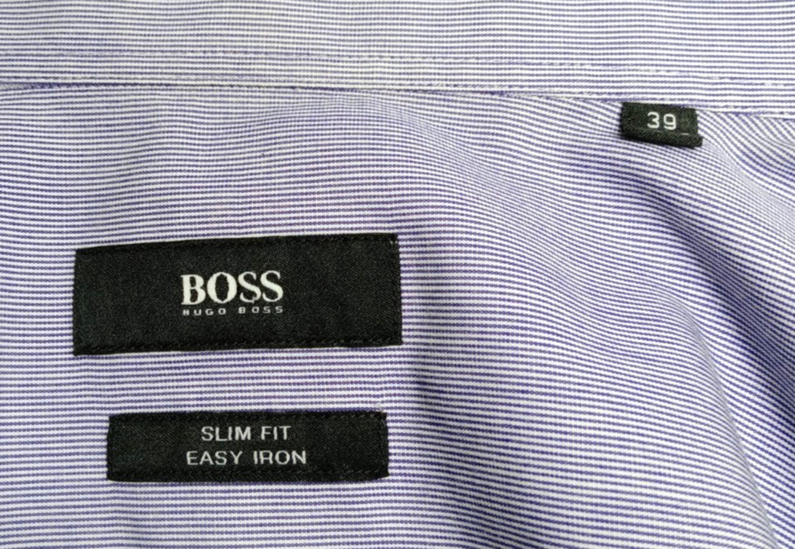 Hugo Boss Shirt Men's UK Size S Blue Stripe 100% Cotton Easy Care Slim Fit