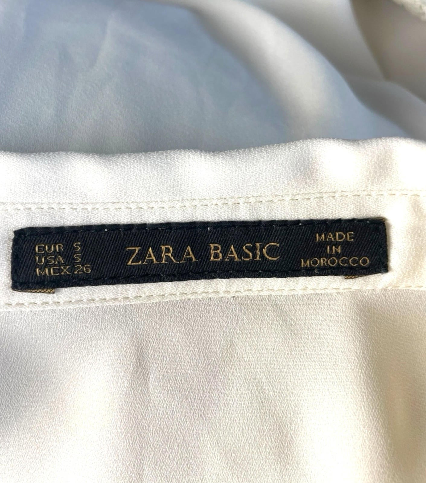 Zara Basic Ivory Blouse Lace Panels Women’s UK Size S