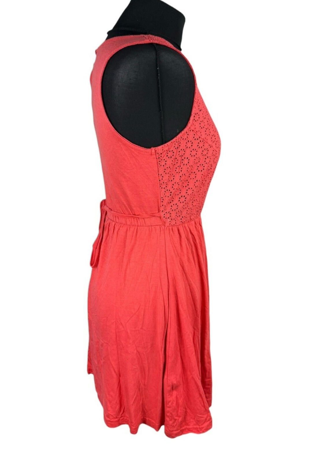 Broderie Anglaise Mini Dress Women’s UK Size 8 Orange Sleeveless Bikini Cover Up