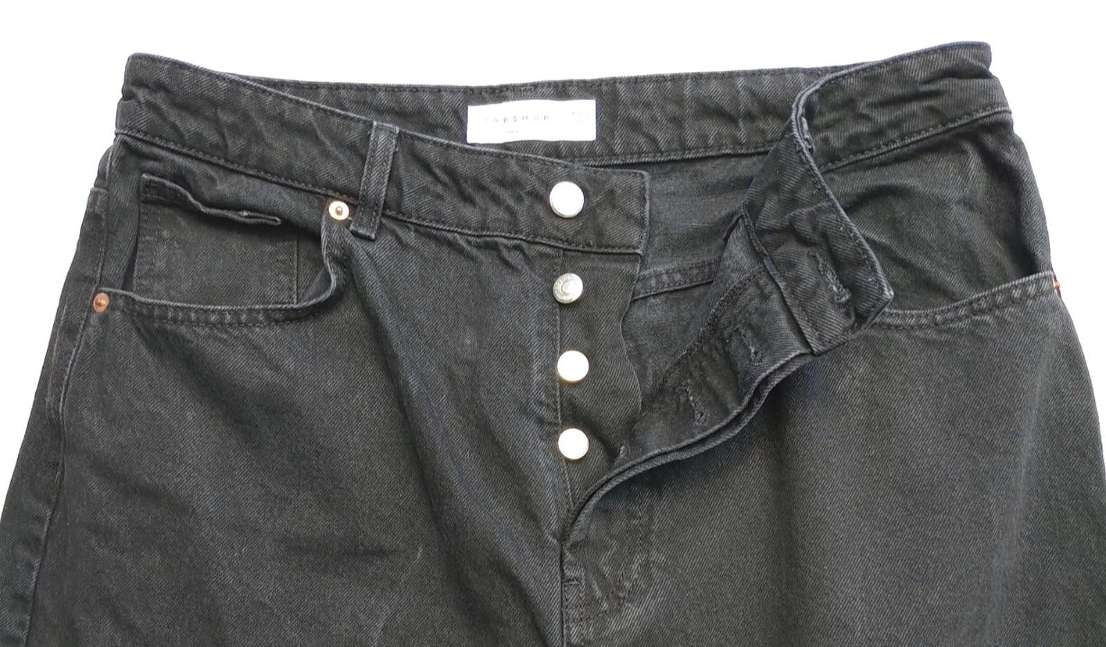 Topshop Jeans Men's UK Size 34" Waist 32" Leg Black 100% Cotton 5 Pocket Design