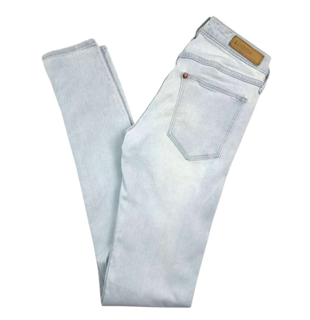 H&M Jeans Women's UK Size W27 L31 Light Blue Super Skinny Low Waist Zip Front