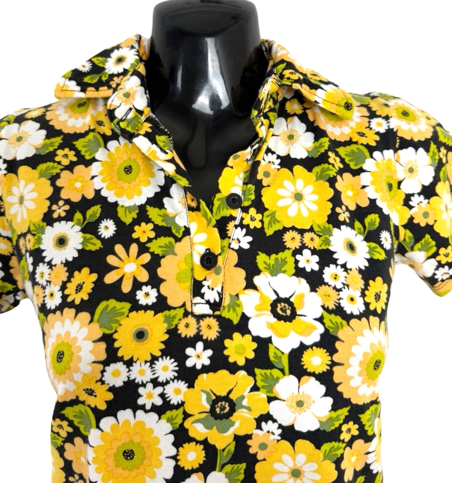 Motel Rocks Mini Dress Women's UK Size S Retro Floral Polo Stretch Summer