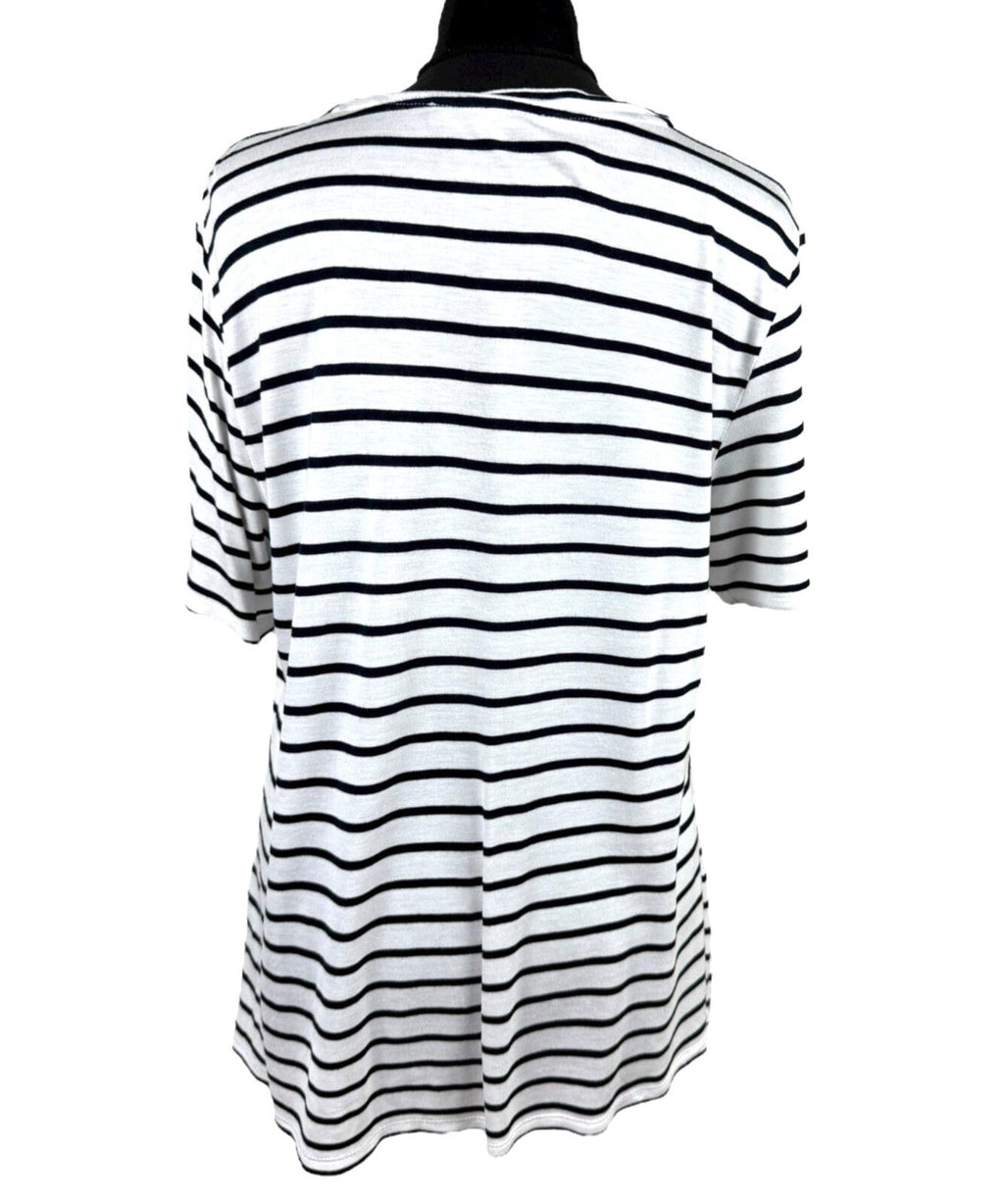 Marks & Spencer White Stripe T-Shirt Top Nautical Women’s UK Size 16