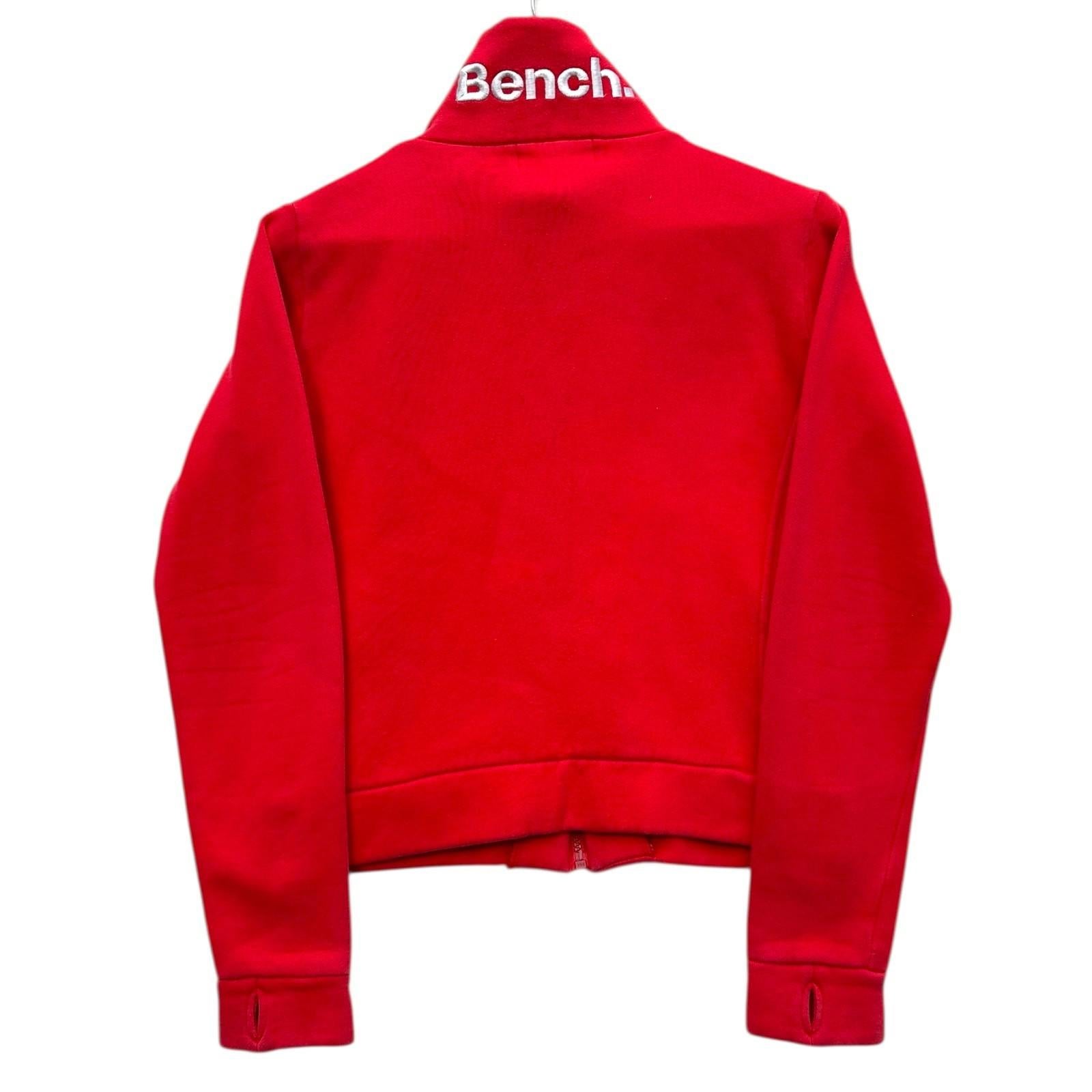 Bench Jacket Women's UK Size M Red Low Cut Stand Up Collar Jersey Zip Coat