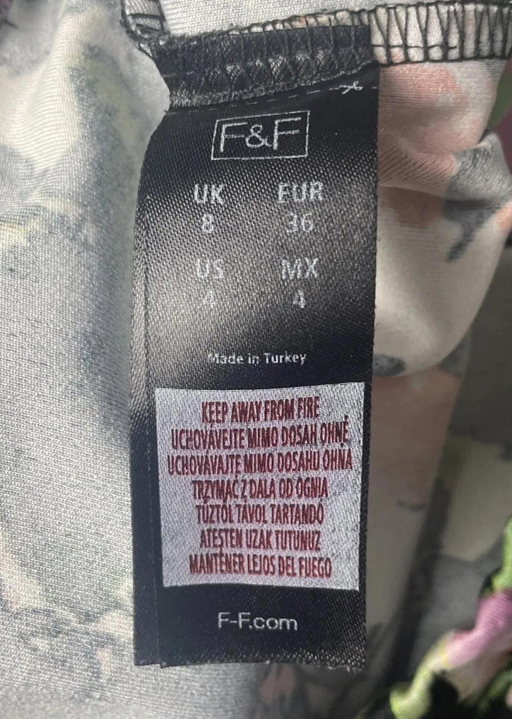 F&F Floral Trousers Skinny Fit High Waist Women's UK Size 8