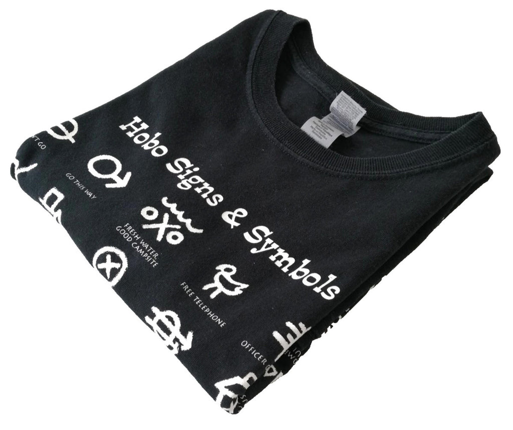 Hobo T-Shirt Men's UK Size M Black Print Graffiti Signs The Movie Rail Town 1897