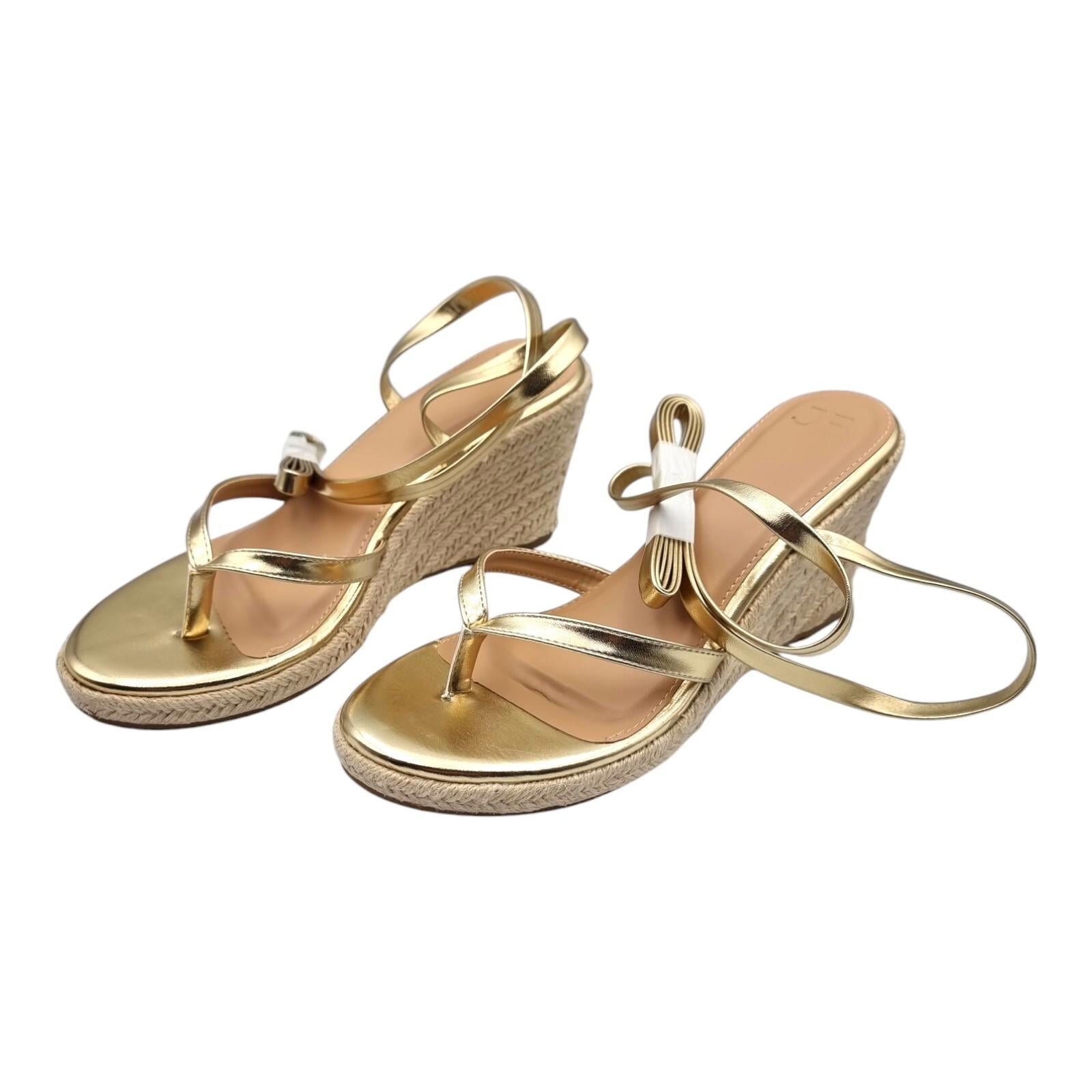 JUSTFAB Ambretta Wrap Wedge Sandals Shoes Gold Women's UK Size 9