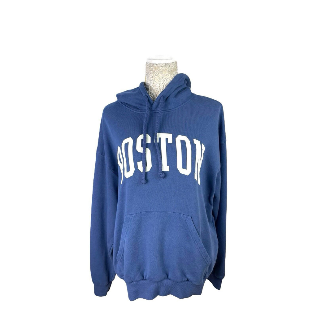 Pull&Bear Pacific Republic Navy Blue Boston Hoodie Oversized Women’s UK Size XS