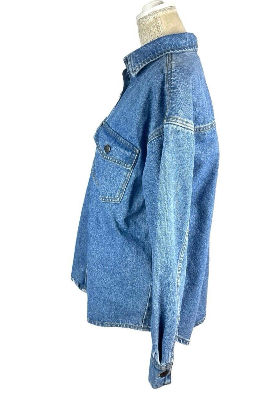 Nasty Gal Blue Denim Shirt Top Button Up Women’s UK Size 10