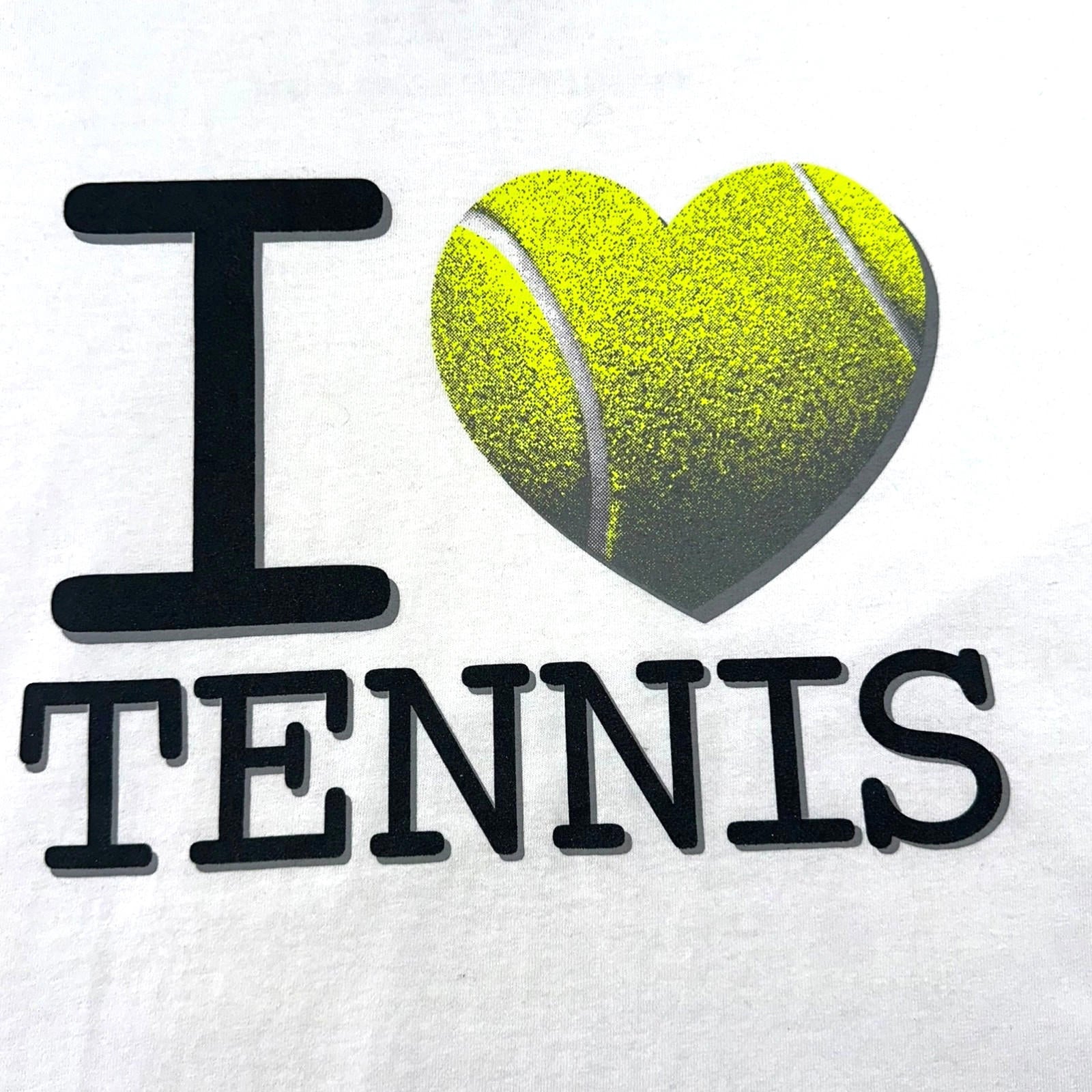 I Love Tennis T-Shirt Men's UK Size L White Graphic Print Short Sleeve Crew Neck