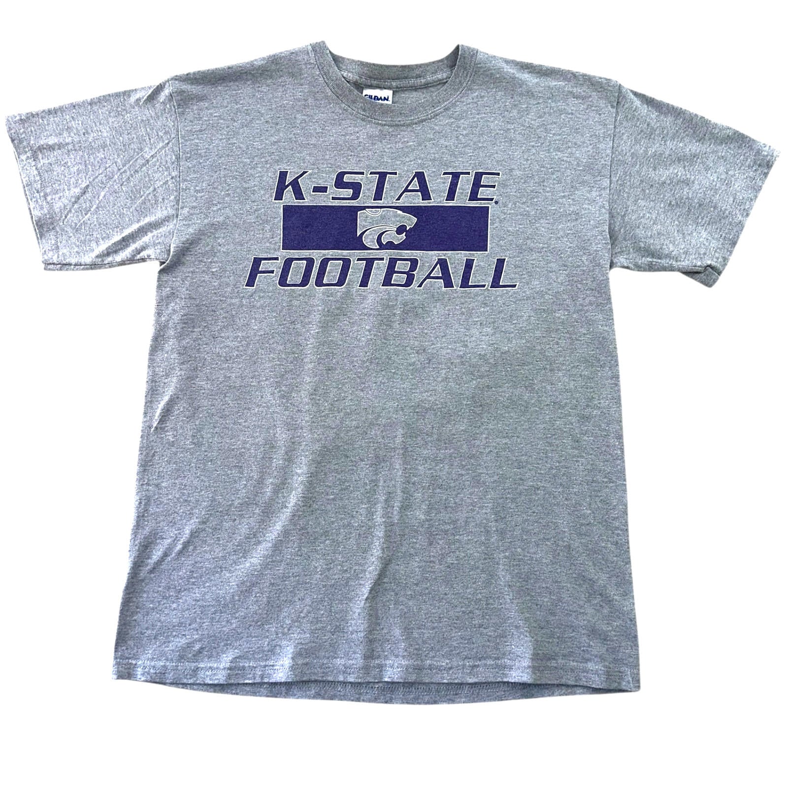 K-State T-Shirt Men's UK Size M Grey Graphic Print Football Short Sleeve