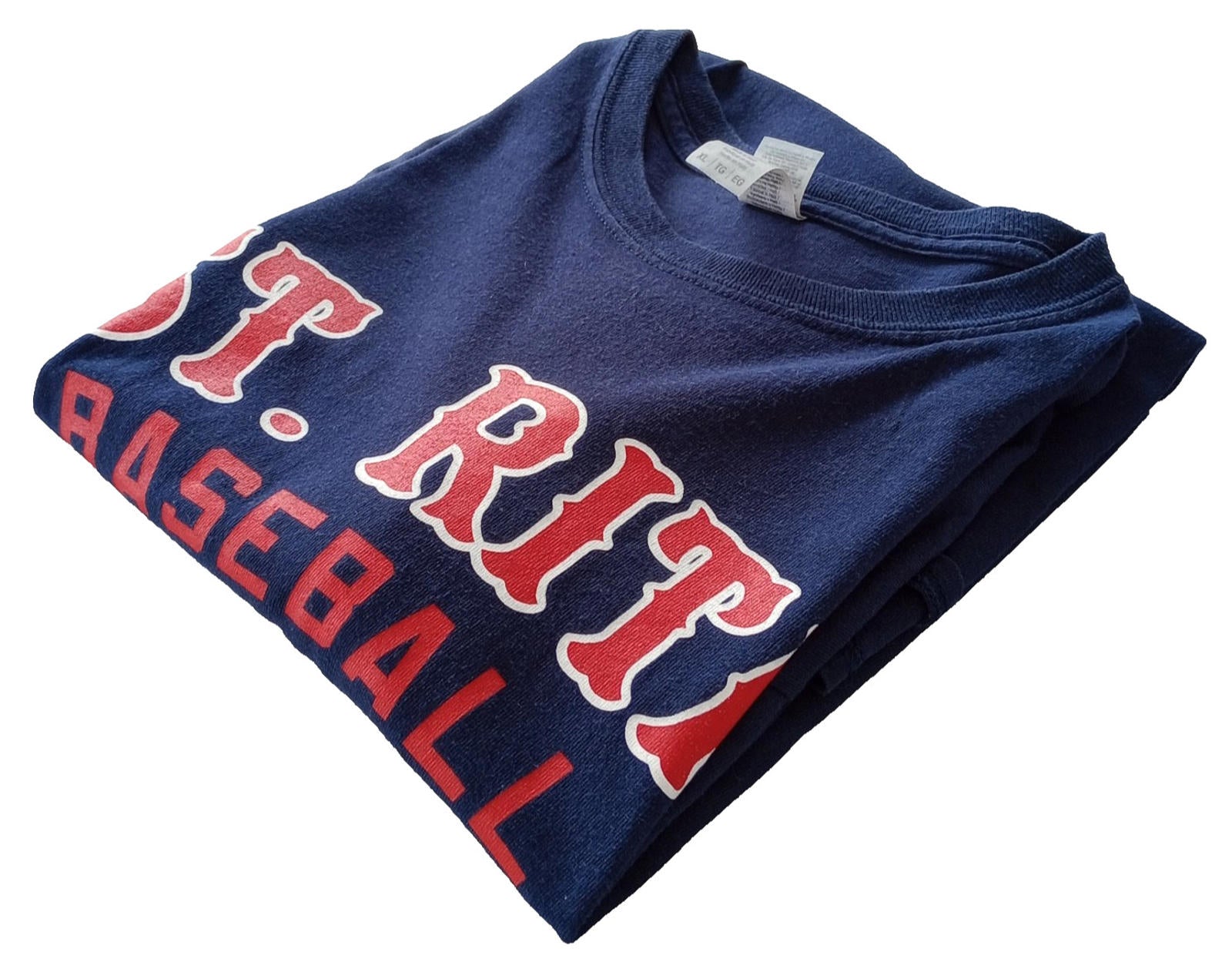 St. Rita Baseball Graphic Print T-Shirt Men's UK Size XL Blue Crew Neck