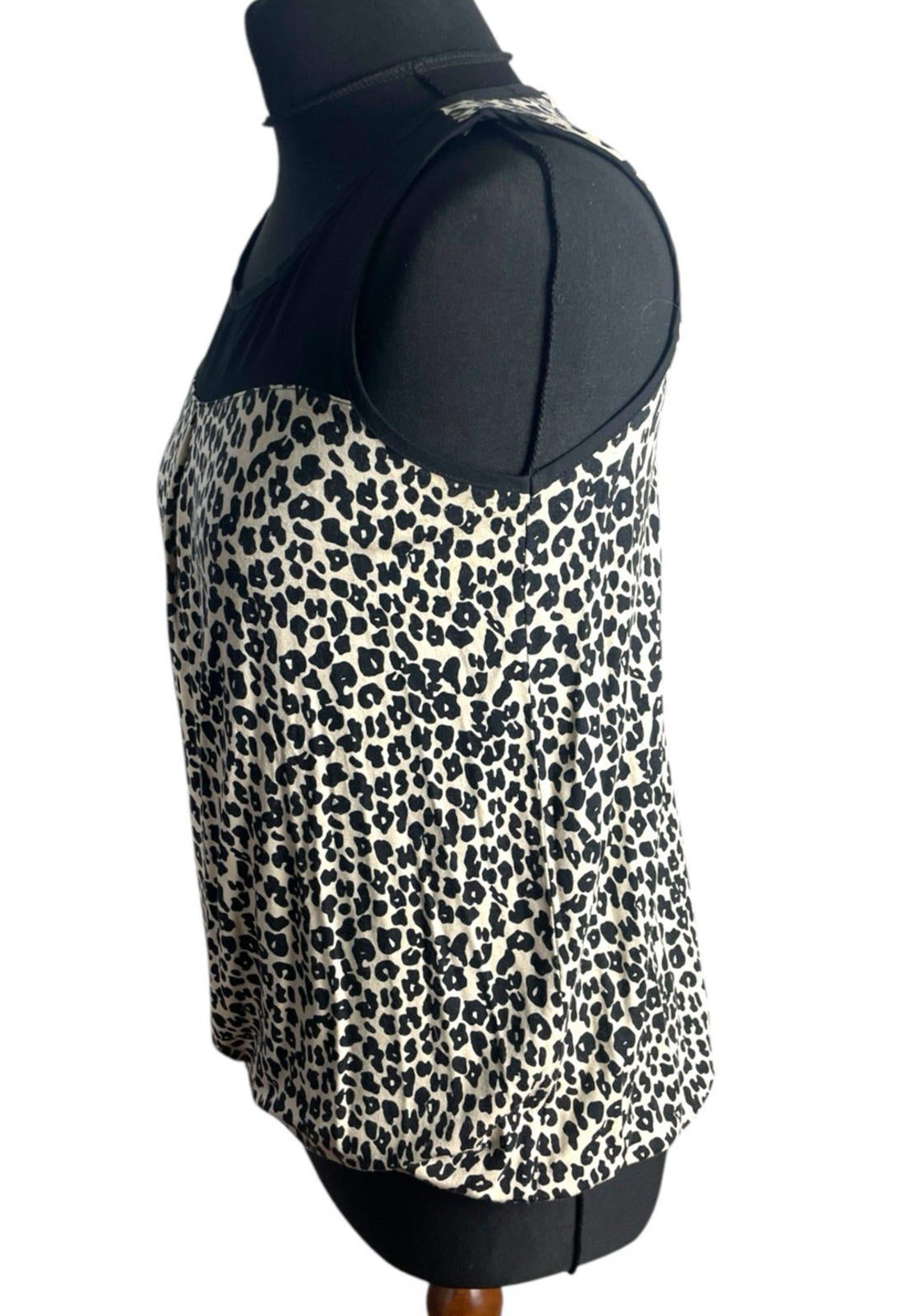 Leopard Print Vest Top Chiffon Panel Neck Women’s UK Size S