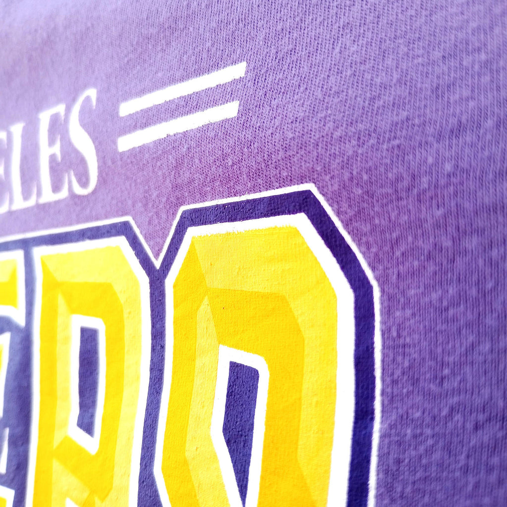 NBA Graphic Print T-Shirt Men's UK Size M Lilac Crew Neck Cotton Rich Lakers