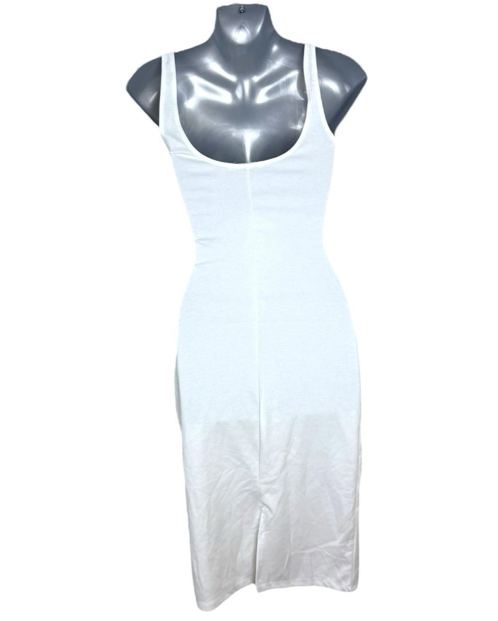 Pull&Bear White Bodycon Dress Midi Stretch Minimal Women’s UK Size XS