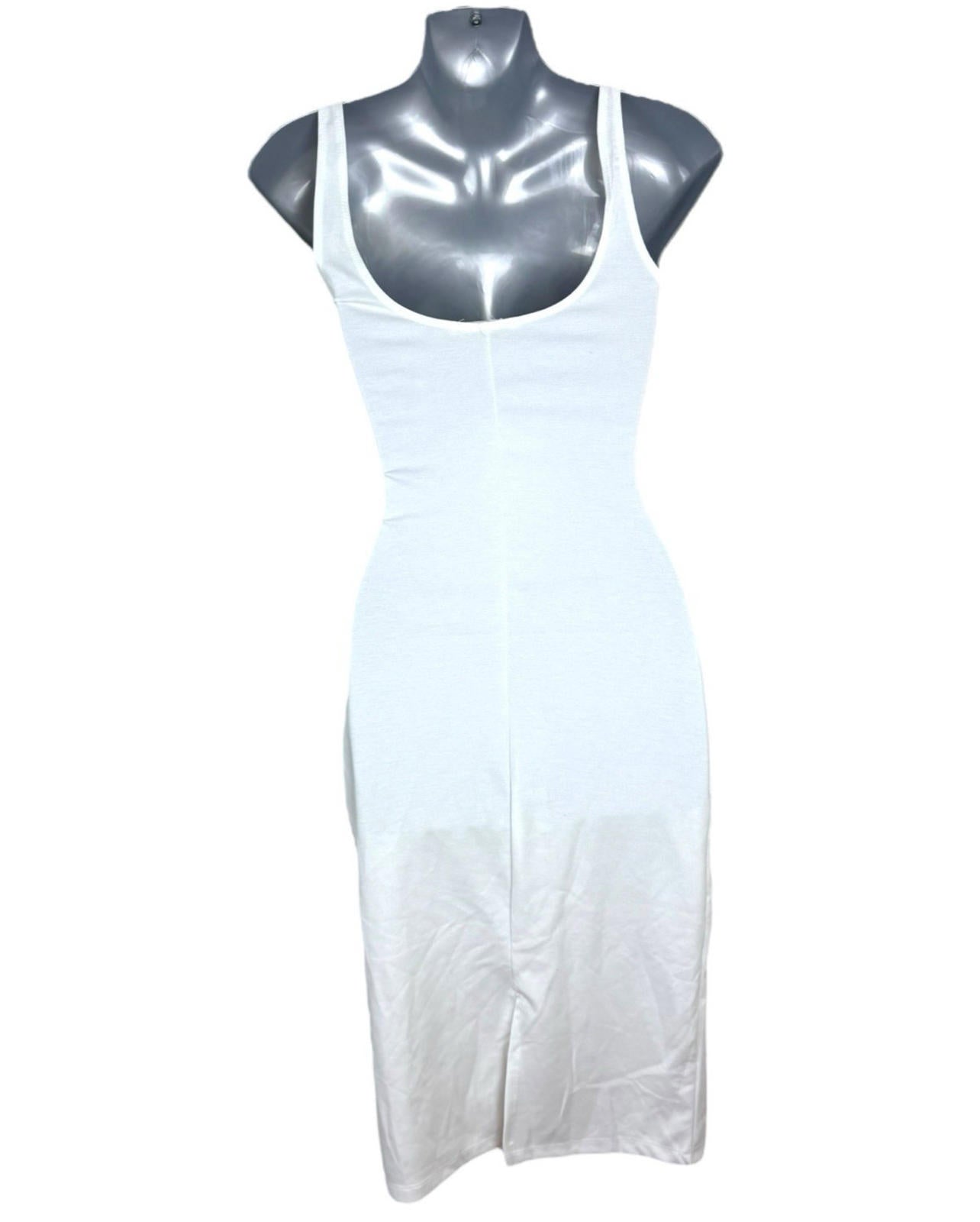 Pull&Bear White Bodycon Dress Midi Stretch Minimal Women’s UK Size XS