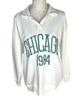 Stradivarius Over Sized Jersey Jumper Collared White Chicago Women's UK Size XS