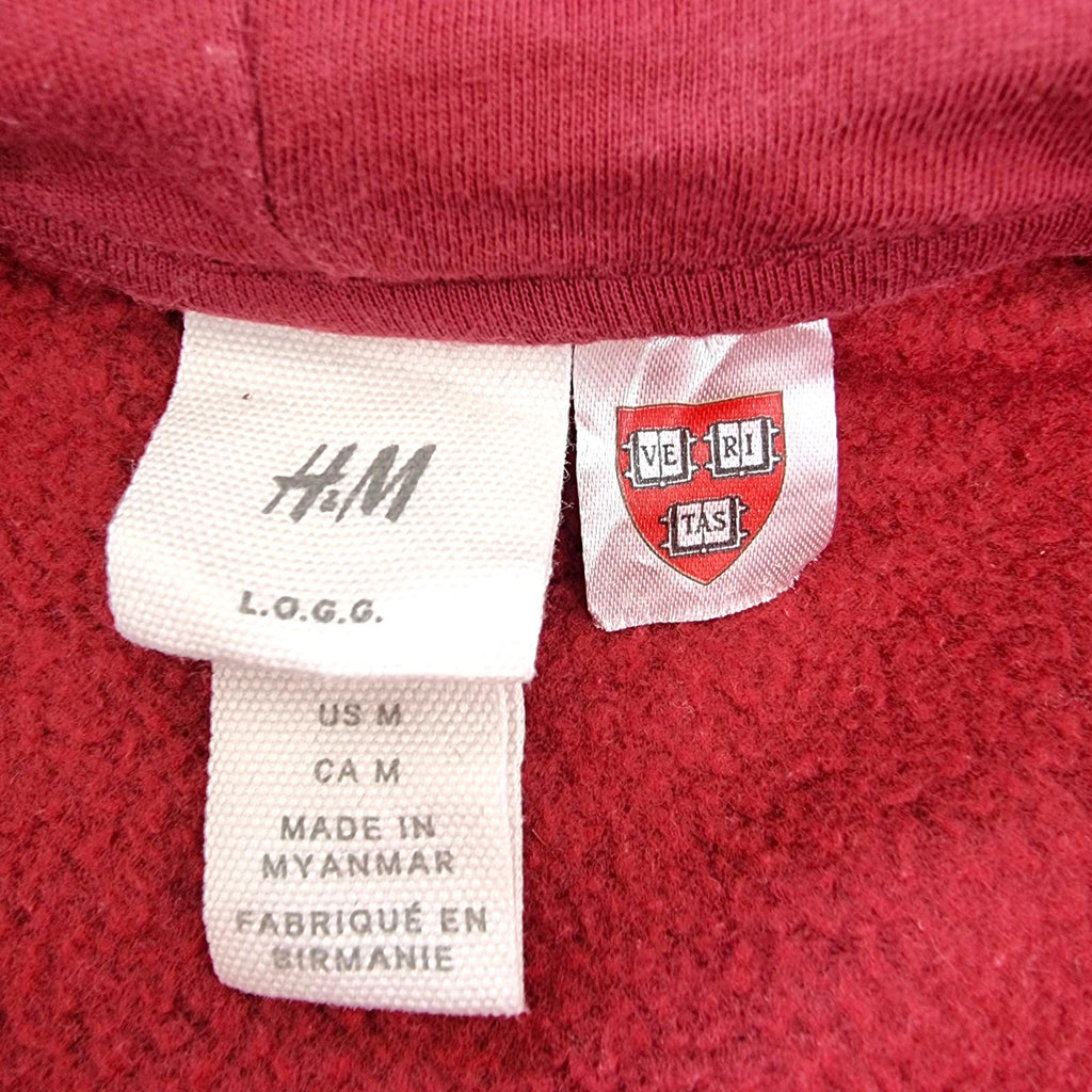 H&M Harvard Hoodie University Men's UK Size M Red Jersey Hooded Pockets Sports