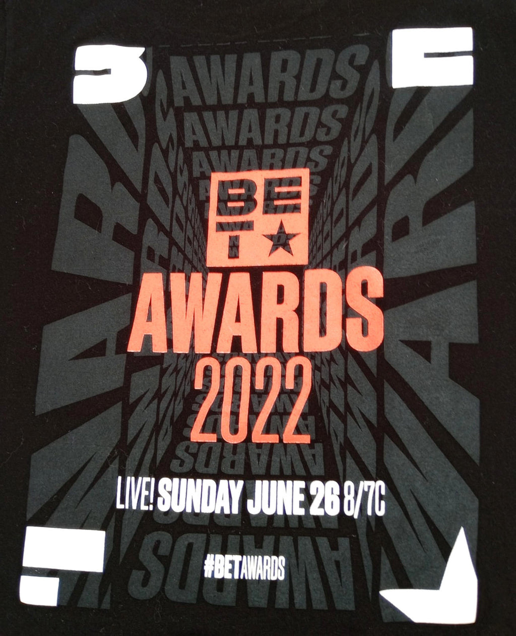 BET Awards Graphic Print T-Shirt Men's UK Size L Black Crew Neck 100% Cotton