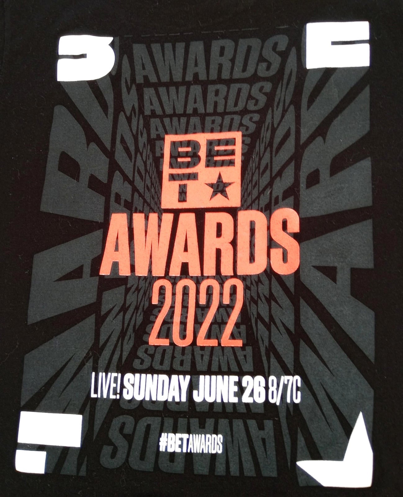 BET Awards Graphic Print T-Shirt Men's UK Size L Black Crew Neck 100% Cotton