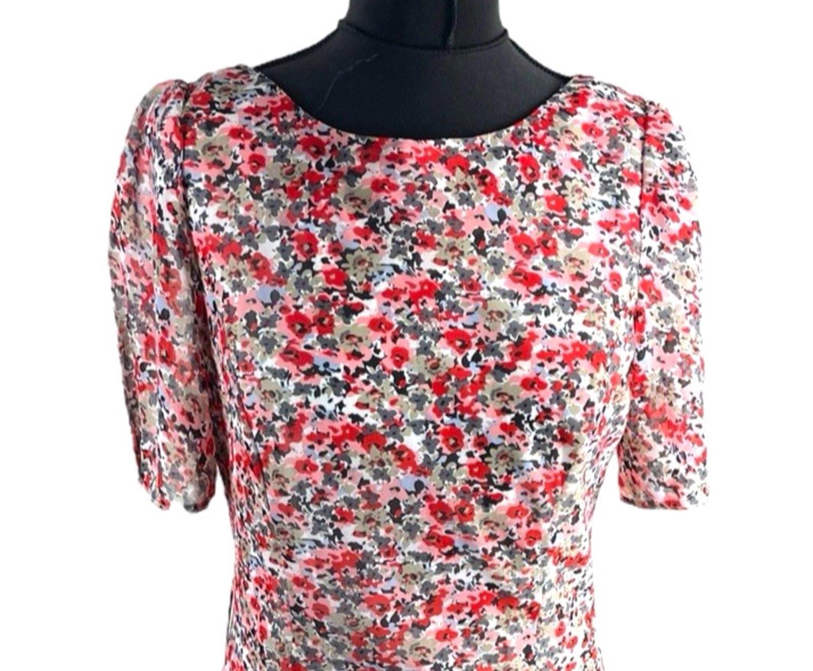 Autonomy Red Floral Midi Dress Layered Summer Women’s UK Size 12