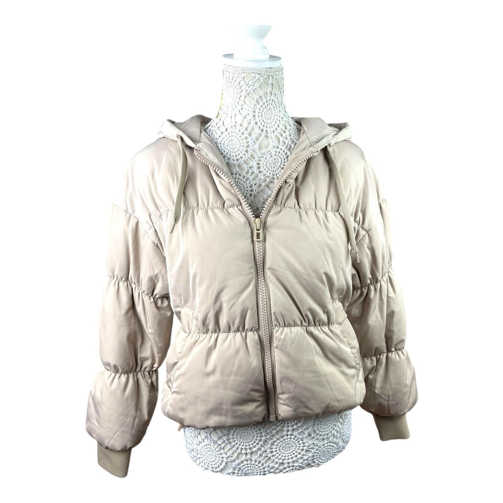 Divided Griege Puffer Jacket Mid Length Hooded Women’s UK Size XXS