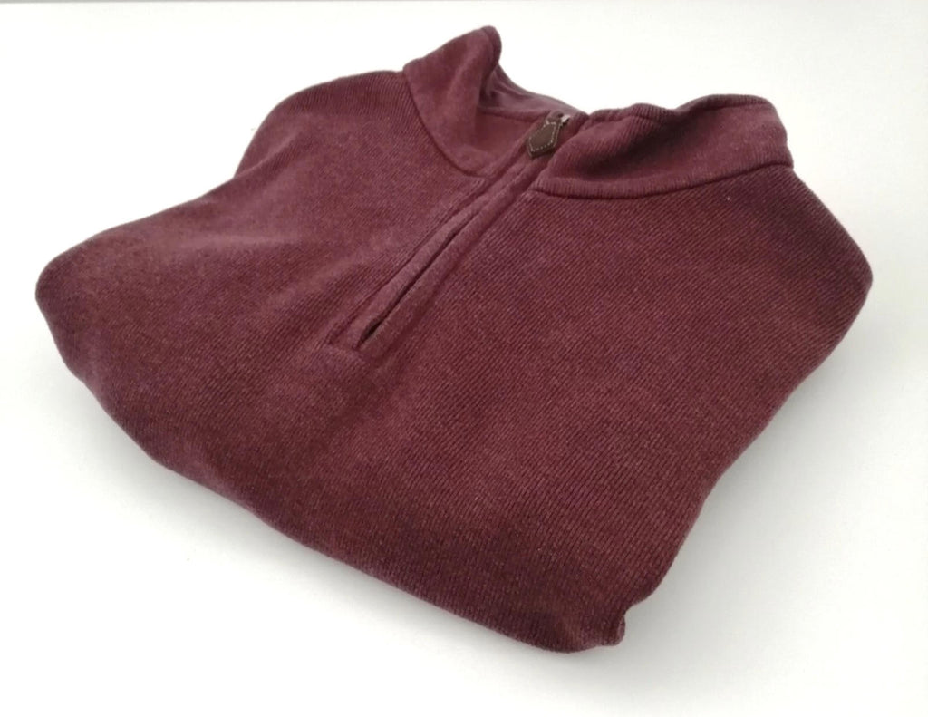 Land's End 1/4 Zip Burgundy Sweatshirt Men's Size XL Jumper 100% Cotton
