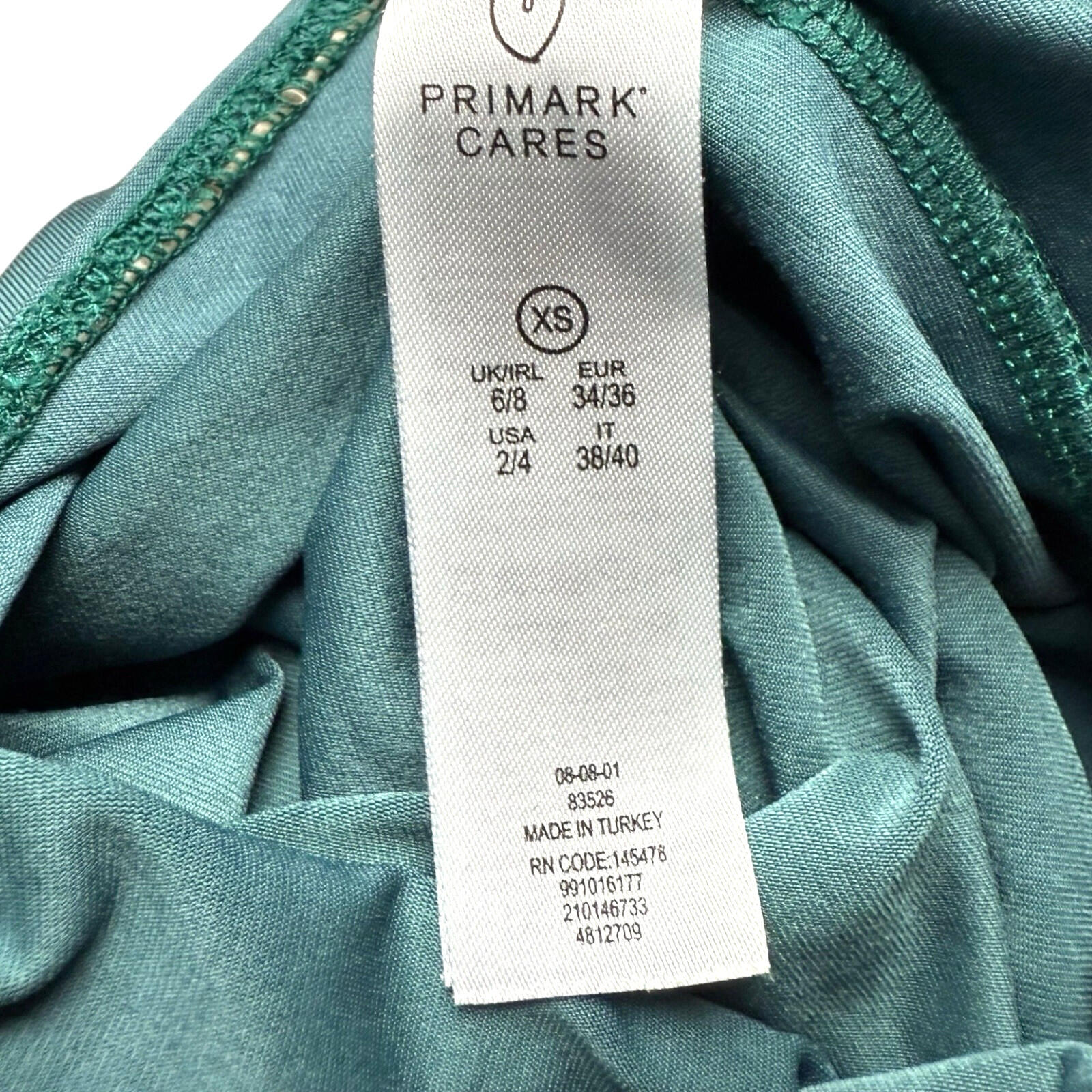 Primark Stretch Bodysuit Top Women’s UK Size XS 3/4 Sleeve Dark Green